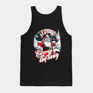 Lifting Before Gifting Santa Weightlift a Gym Bodybuilding Tank Top